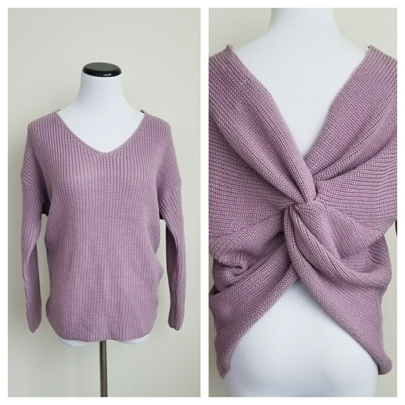 Last! SALE. lavender twist back sweater - Picture 3 of 3